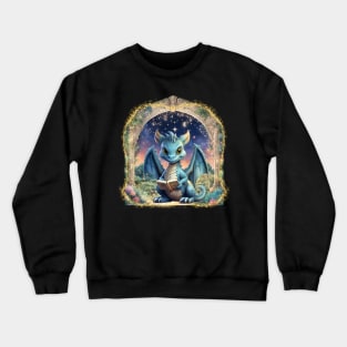 Baby Dragon with Book Crewneck Sweatshirt